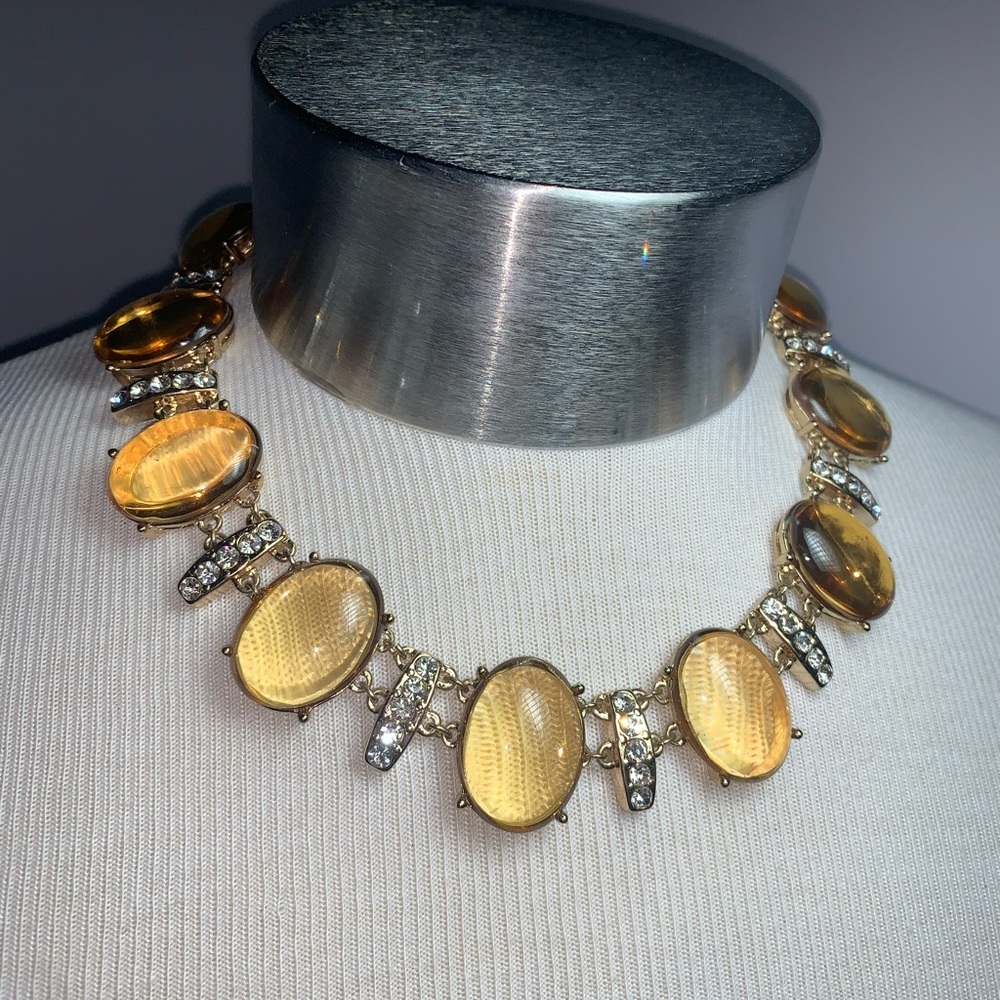 Banana Republic necklace glass rhinestone beads gold